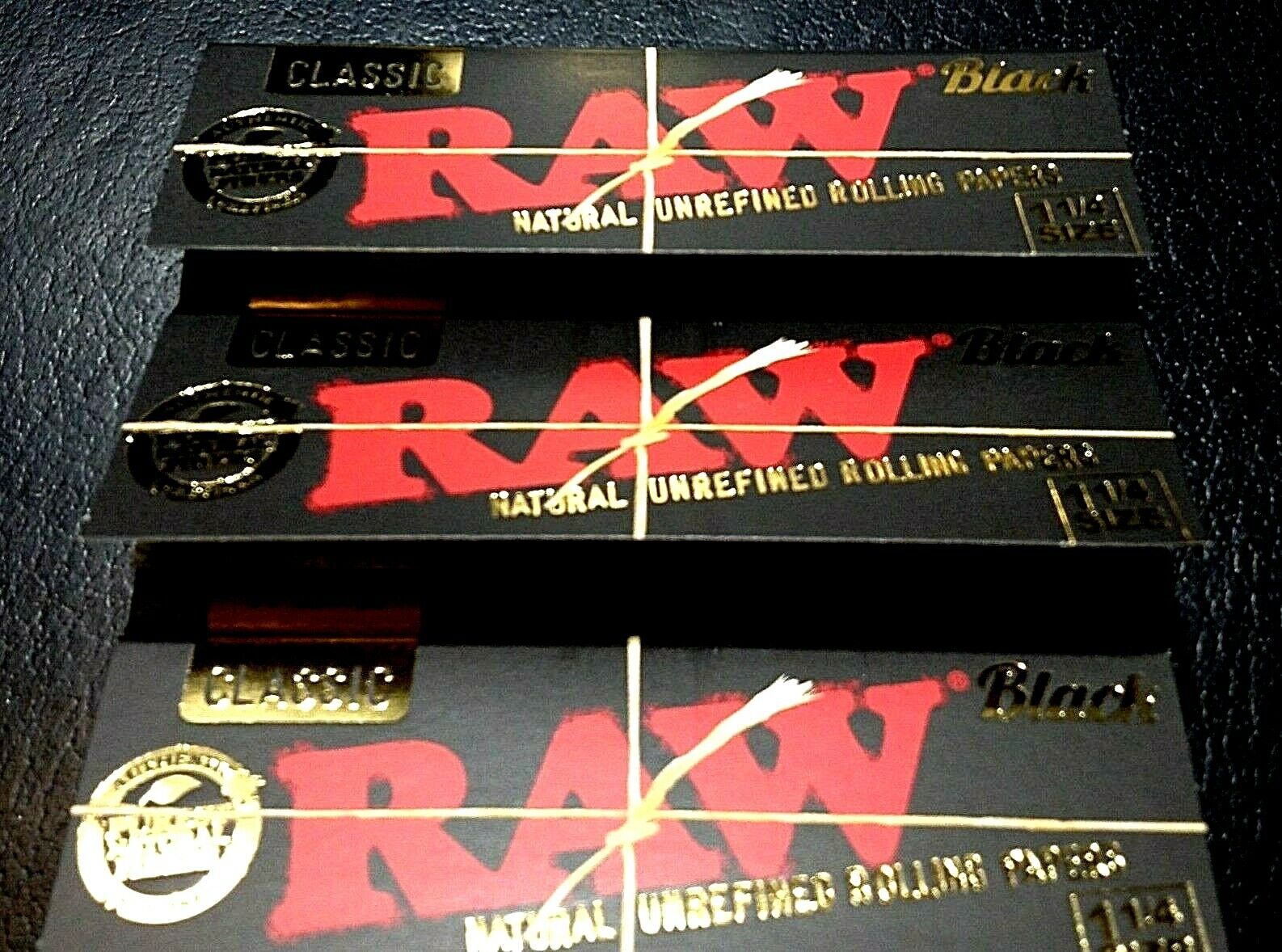 Raw Classic Black Ultra Thin Rolling Papers 1 1/4 (3) pk 50pp Natural Free2Ship
