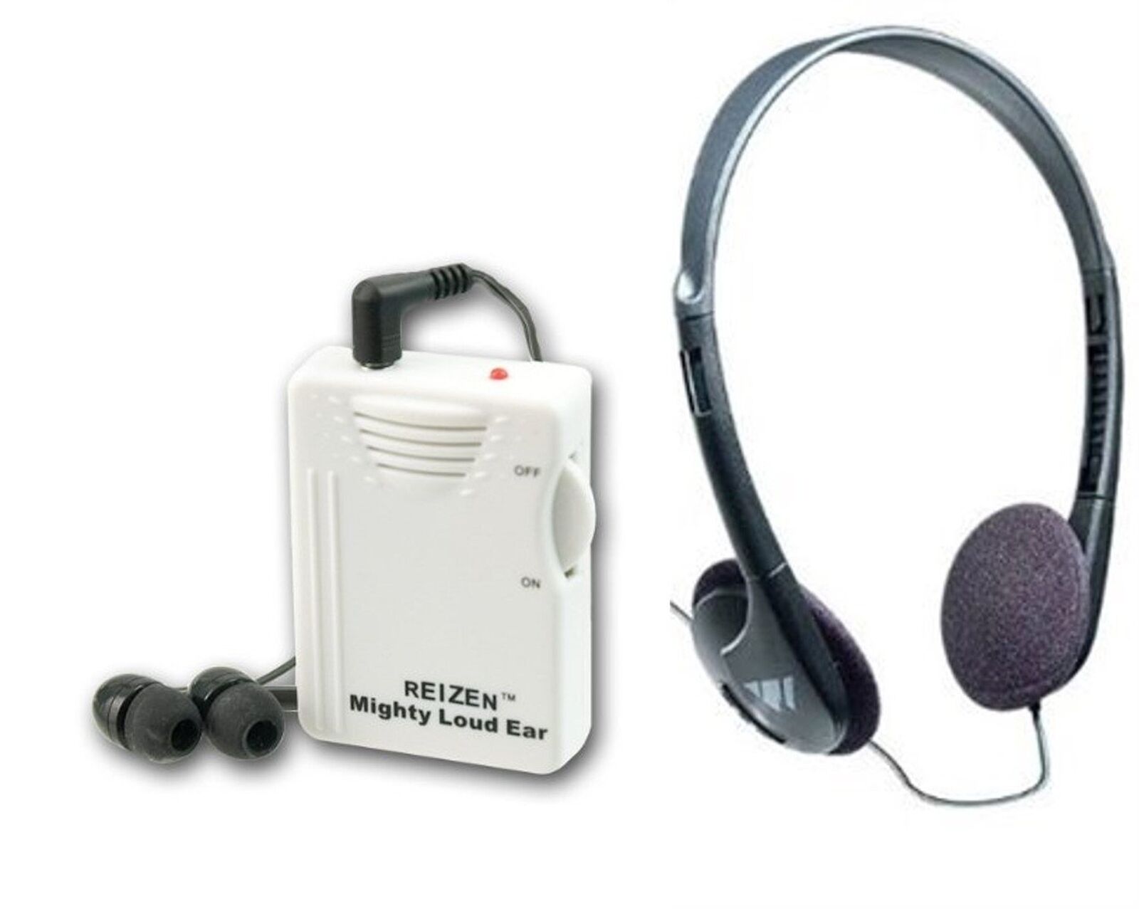 Reizen Mighty Loud Ear 120dB Personal Sound Hearing Amplifier with Earphones ...