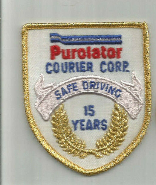 Purolator Courier Corp Safe Driving 15 years driver patch 3-5/8 X 3-1/8 #8248