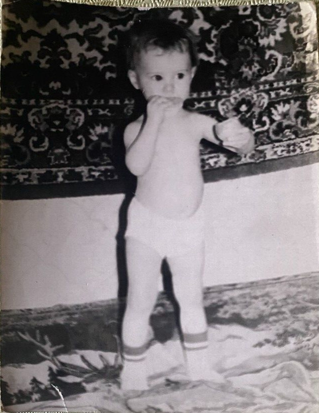 Beautiful little boy portrait Vintage photo 
