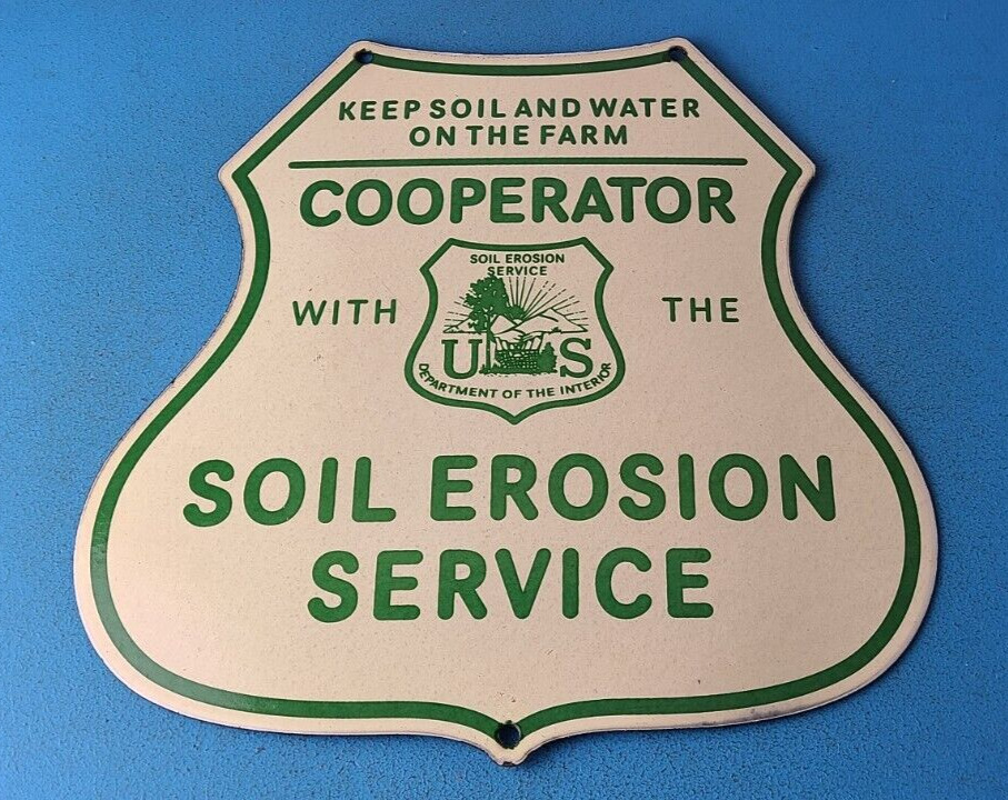 Vintage AG Department Sign - Forest Service Soil Erosion Gas Pump Porcelain Sign