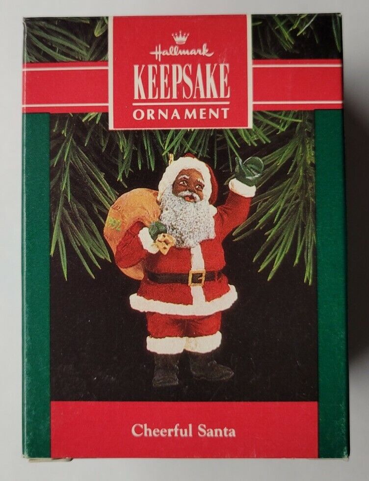 1992 Hallmark Keepsake Ornament  Cheerful Santa African American