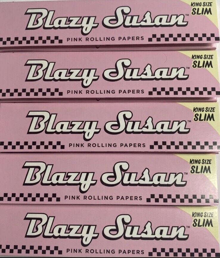 5 BLAZY Susan King Size GMO Chlorine Free Pink Rolling Papers 50 Leaves