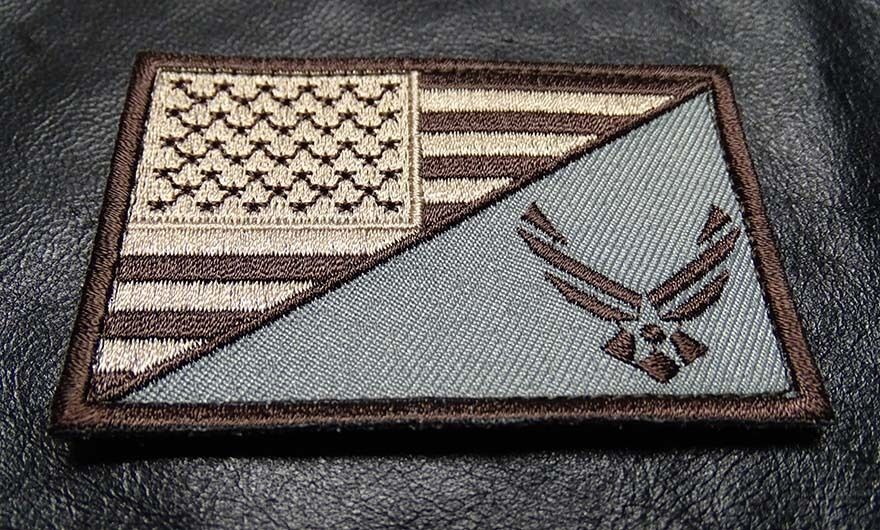 USA AIR FORCE LOGO  USA FLAG EMBROIDERED TACTICAL 3 INCH  HOOK PATCH (AF05)
