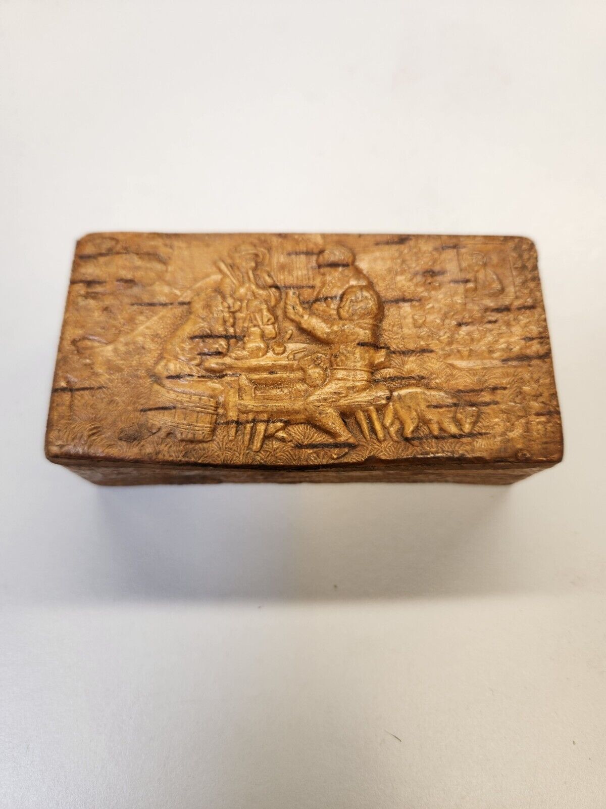Antique 19th century German Birch Bark Snuff Box 