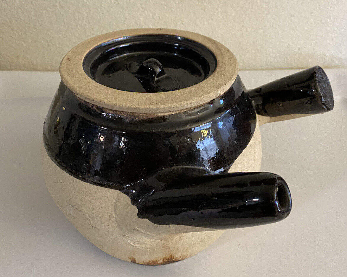 Chinese Japanese Kyusu Side Handle Herbal Remedy,Tea Pot. Partially Glazed Clay