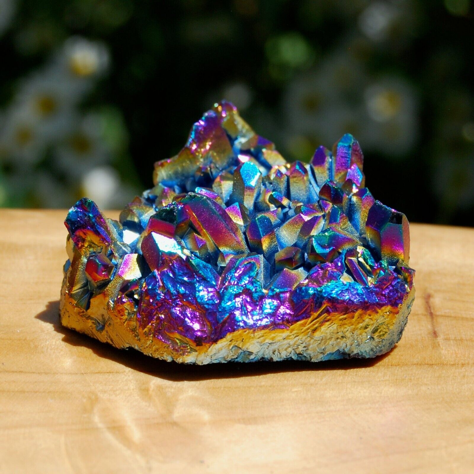 Titanium Crystal Cluster Rainbow Gemstone Mineral Specimen Desk Decoration