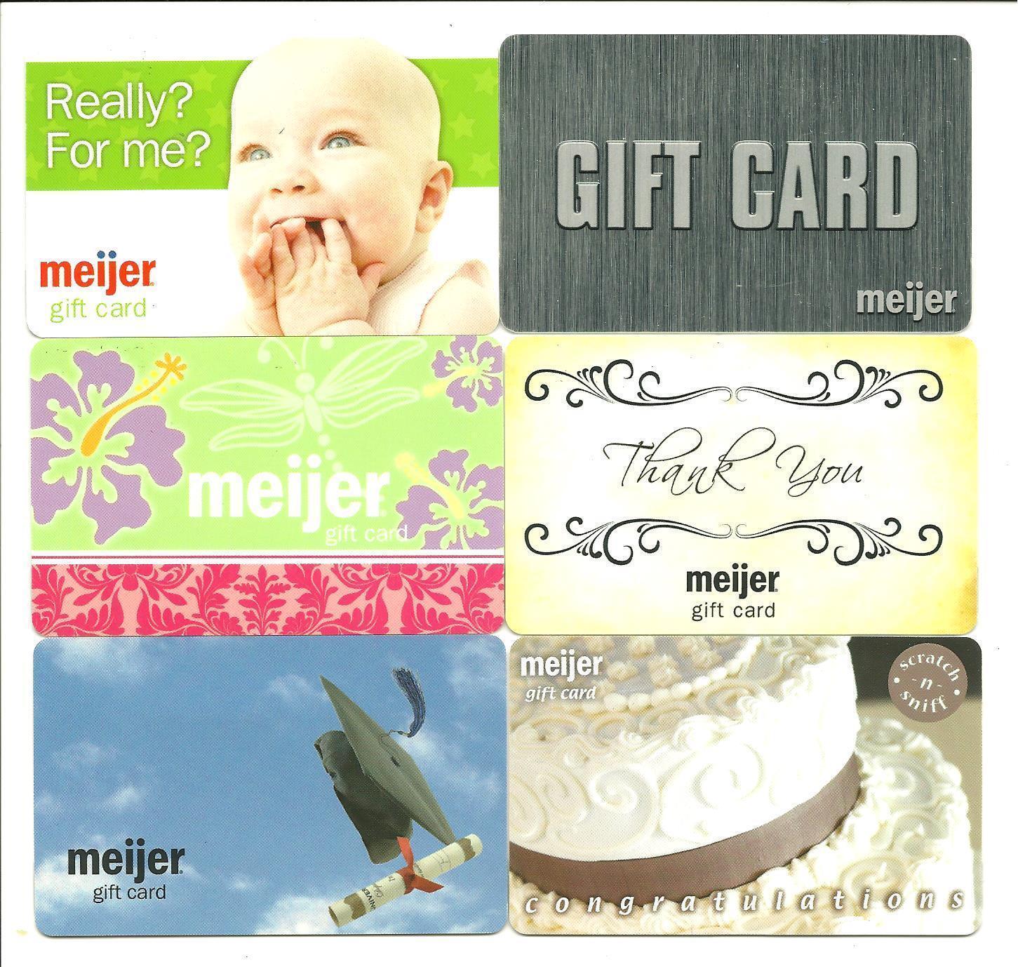 Lot (6) Meijer Gift Cards No $ Value Collectible Cake Baby Graduation