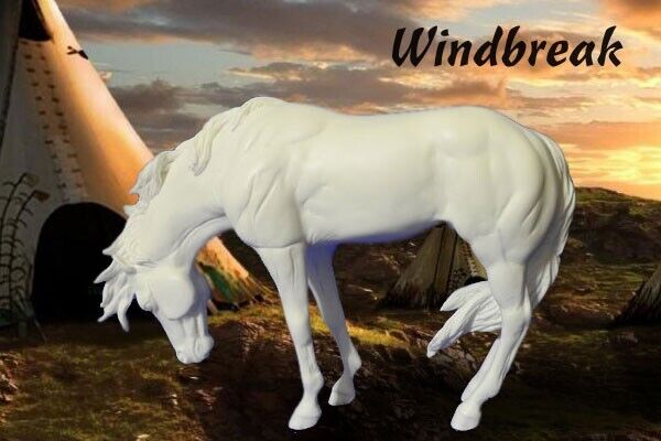 1:9 scale unpainted artist resin Mustang horse, WINDBREAK with Dog