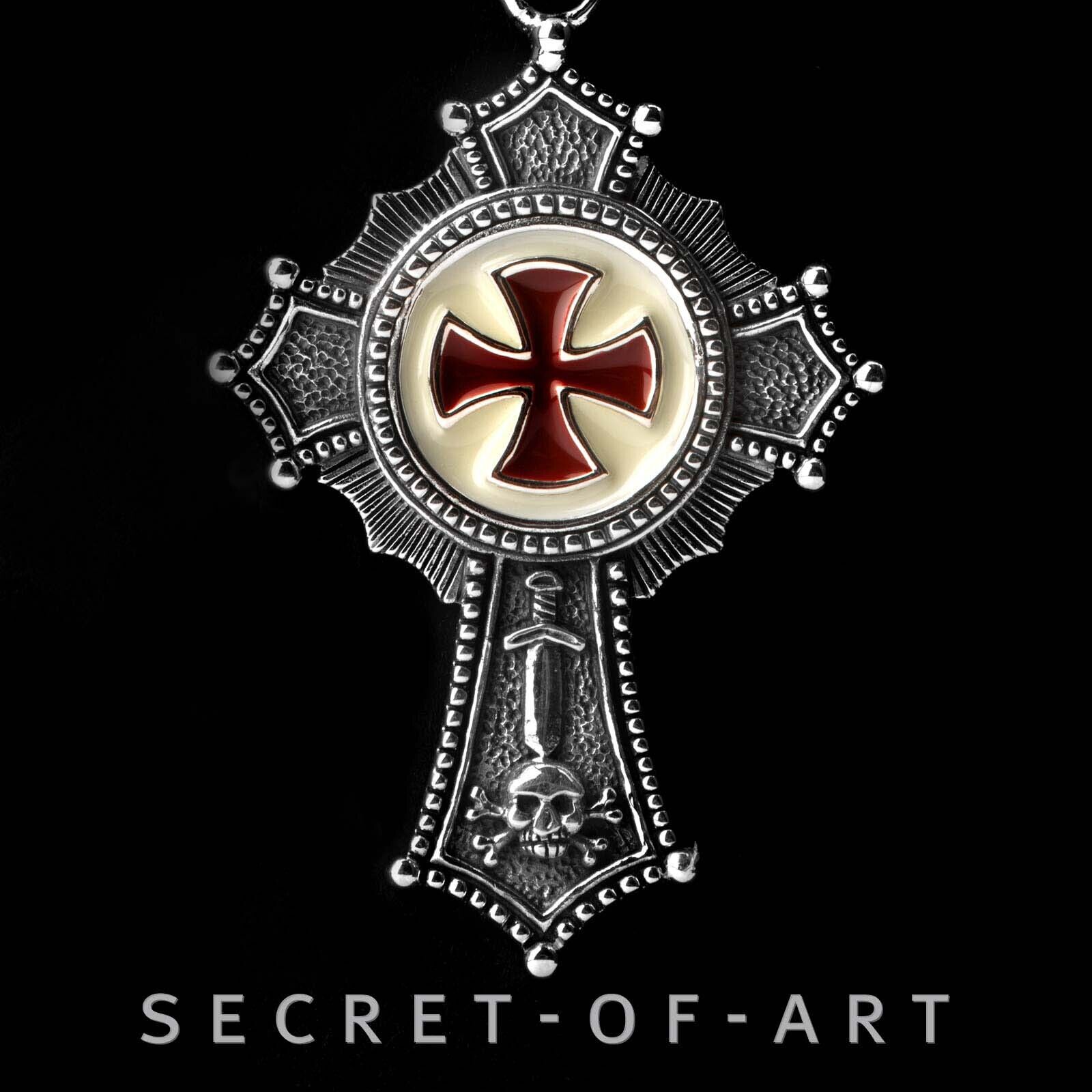 Knights Templar Pendant Masonic Freemason Crusader Silver 925 Cross of Templars