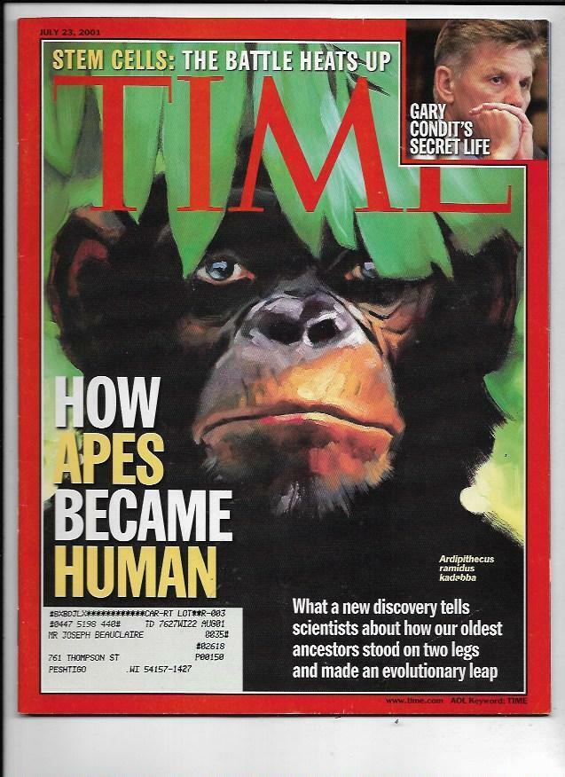 Time Magazine July 23, 2001- How Apes Became Human, Stem Cells Battle Heats Up