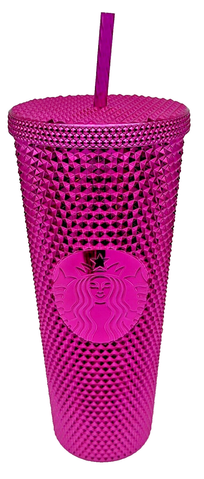 Starbucks 2022 Tumbler Sangria Chrome Pink Studded Holiday Venti 24oz USA NEW