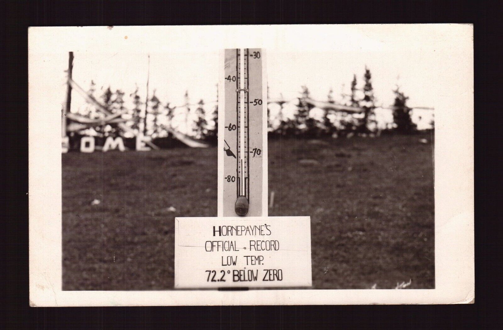 POSTCARD : CANADA - ONTARIO - HORNEPAYNE - RPPC 1959 LOW TEMPERATURE RECORD