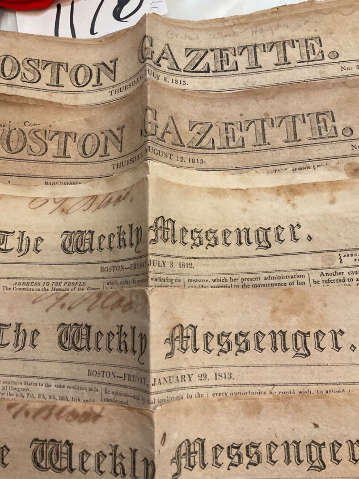 1178 WAR OF 1812 NEWSPAPERS 7 BOSTON BATTLES INDIAN BRITISH FT MADISON BLOCKADE