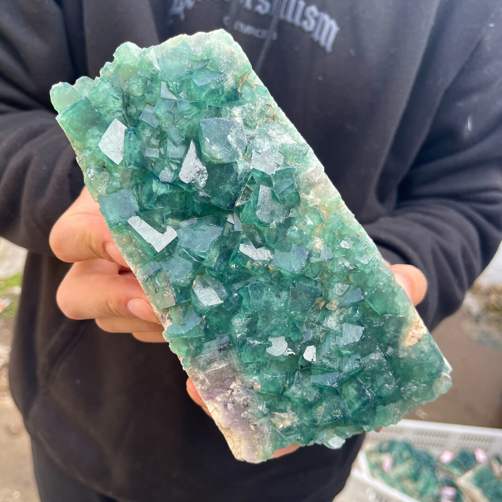 2.7lb NATURAL Green Cube FLUORITE Crystal Cluster Mineral Specimen