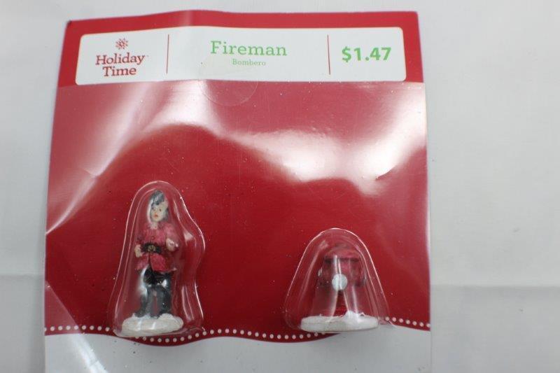 NEW NOS Holiday Time Firemen Hydrant Christmas Village Accessories Railroad