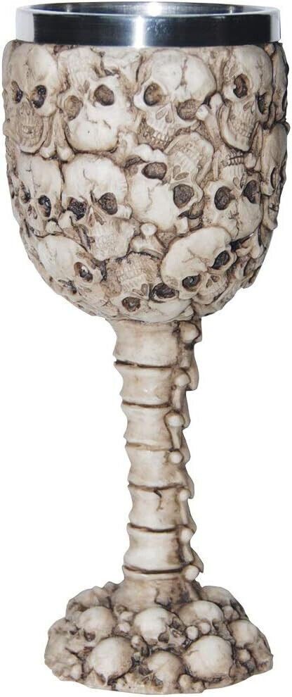 Plastic and Metallic Skull & Vertebrae Drinkware, Goblet Shape Halloween Cup