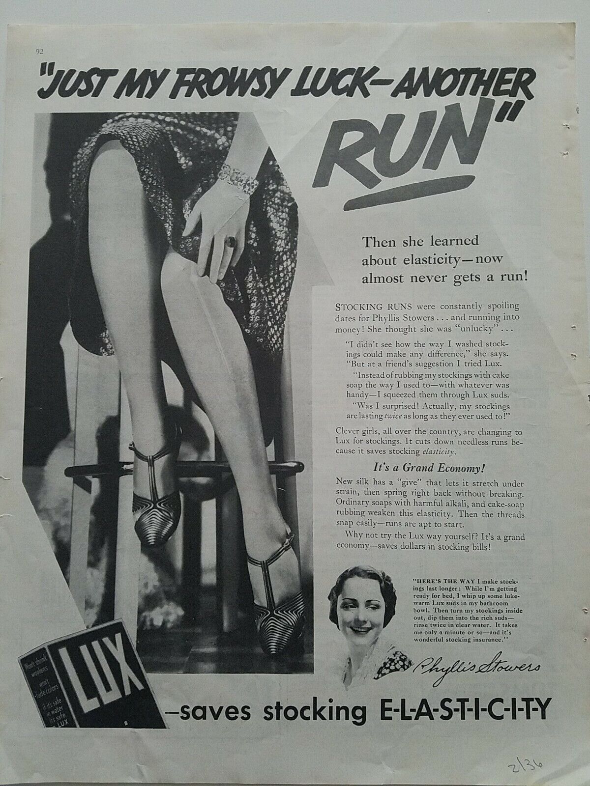 1936 Lux soap detergents for nylons Hosiery stockings legs vintage ad
