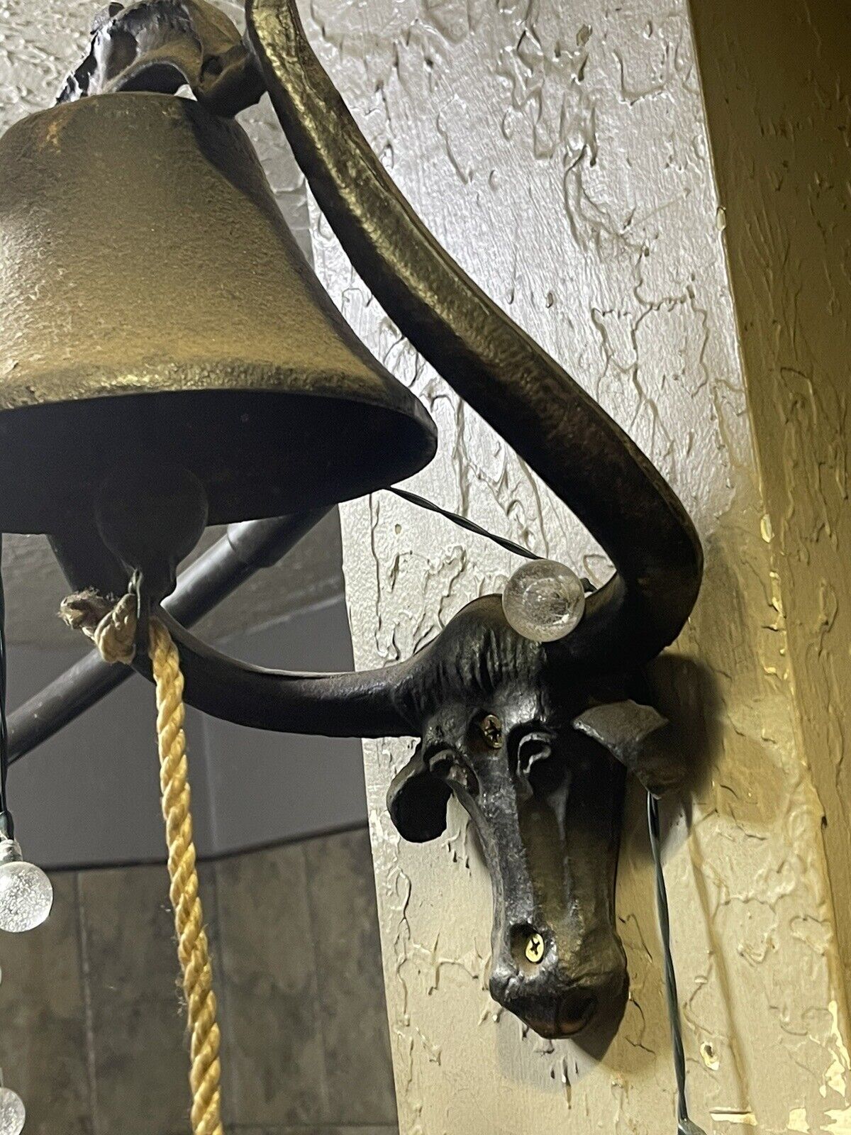 Vintage Brass Dinner Barn Bell - Longhorn Steer Cow Bell