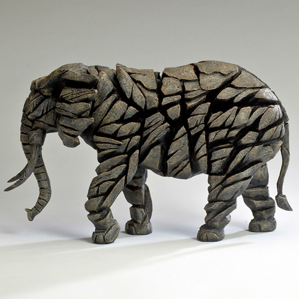 Elephant Edge Sculpture Figure Hand Painted - Marble Castings Blend