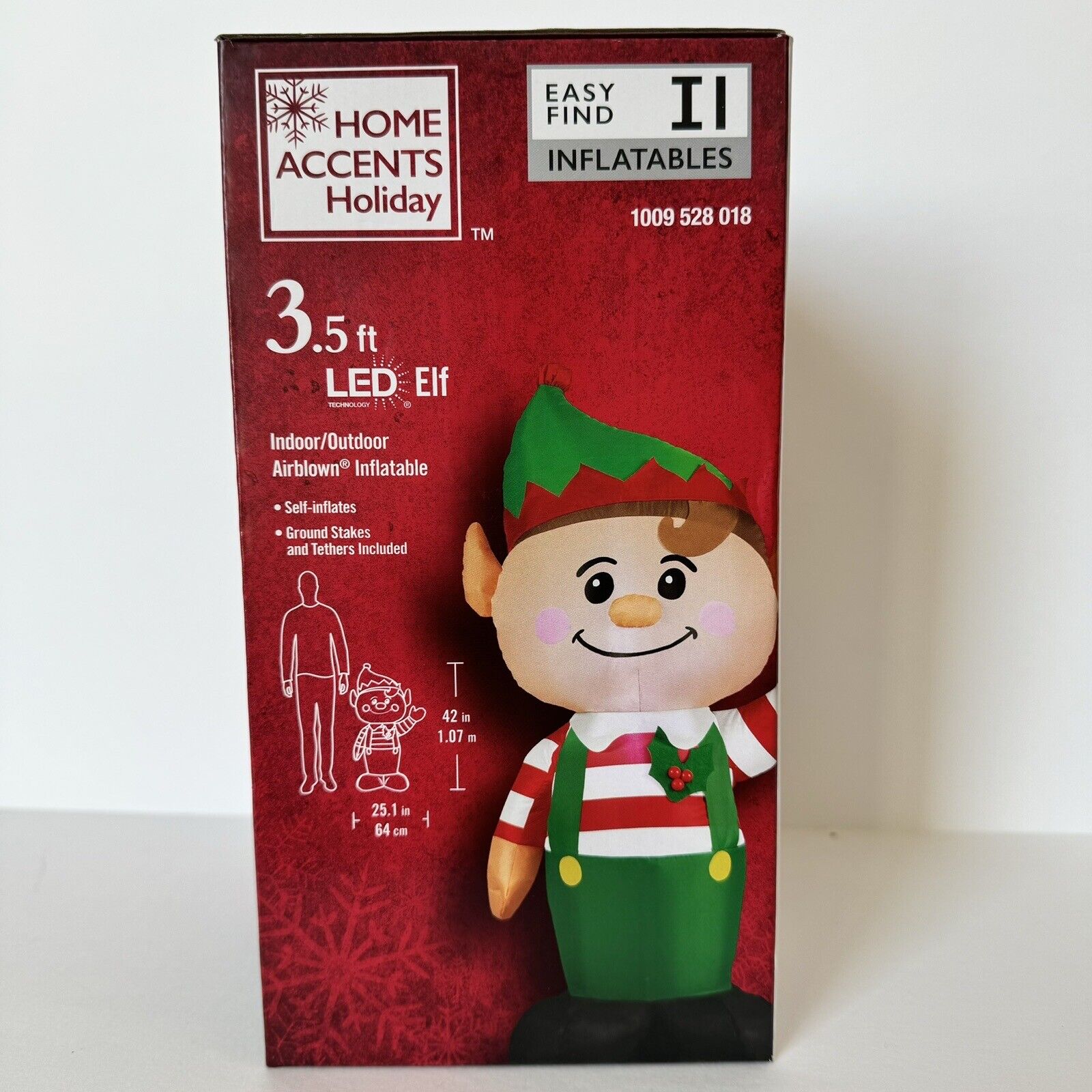 Home Accents Holiday 3.5 ft LED Elf Airblown Inflatable Christmas Decoration NEW