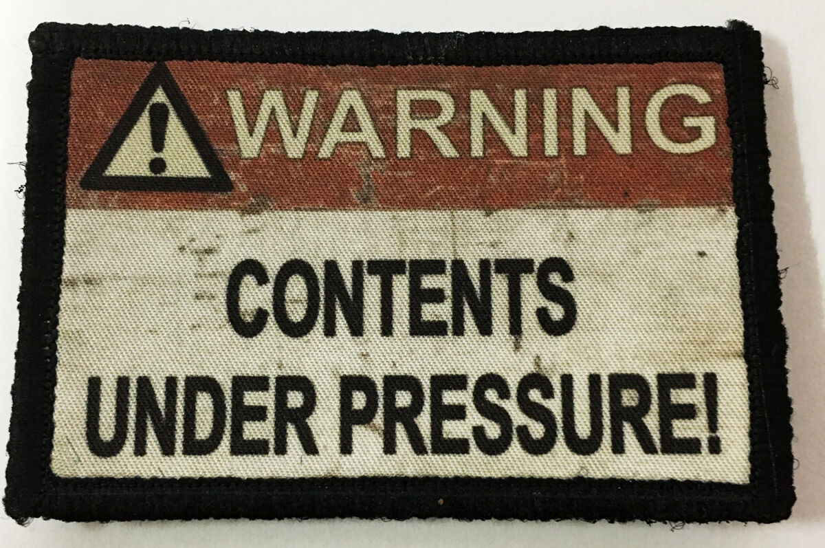 Warning Contents Under Pressure Morale Patch Tactical Army Military Hook Flag