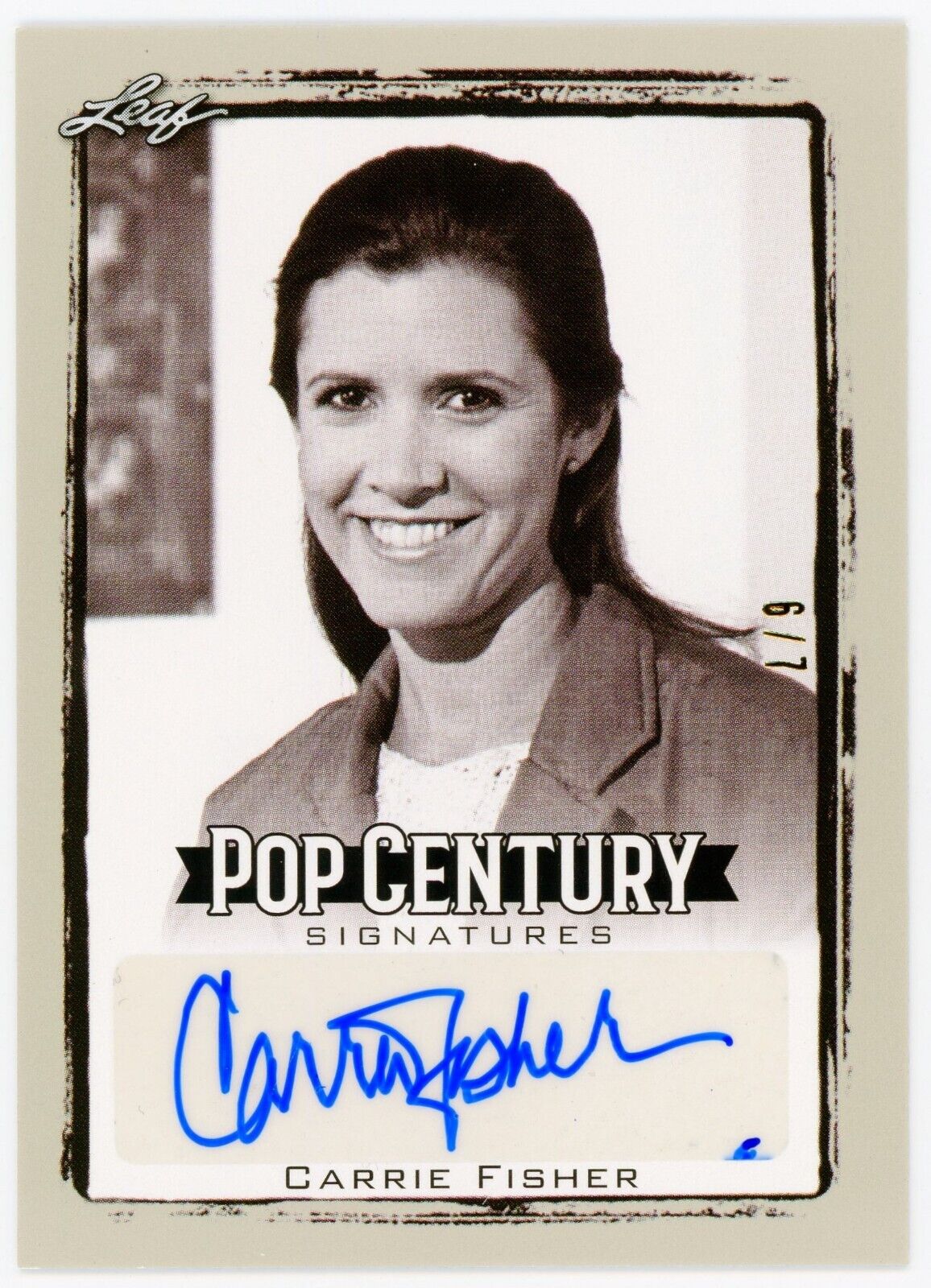 Carrie Fisher ~ Signed 2017 Trading Card Leaf Pop Century Autograph Auto #\'d/7