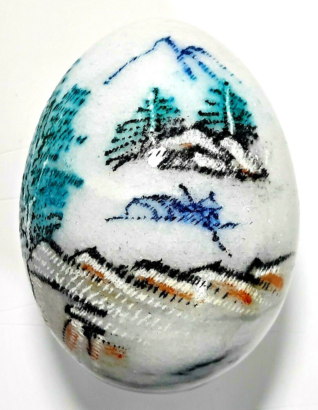 Collectible stone decorated engraved egg  pre-owned