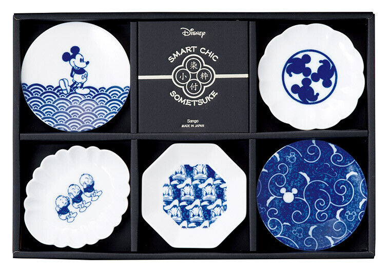 Disney Mickey Changing Pictures Stylishly Small Plate 5pcs Set Made in Japan New