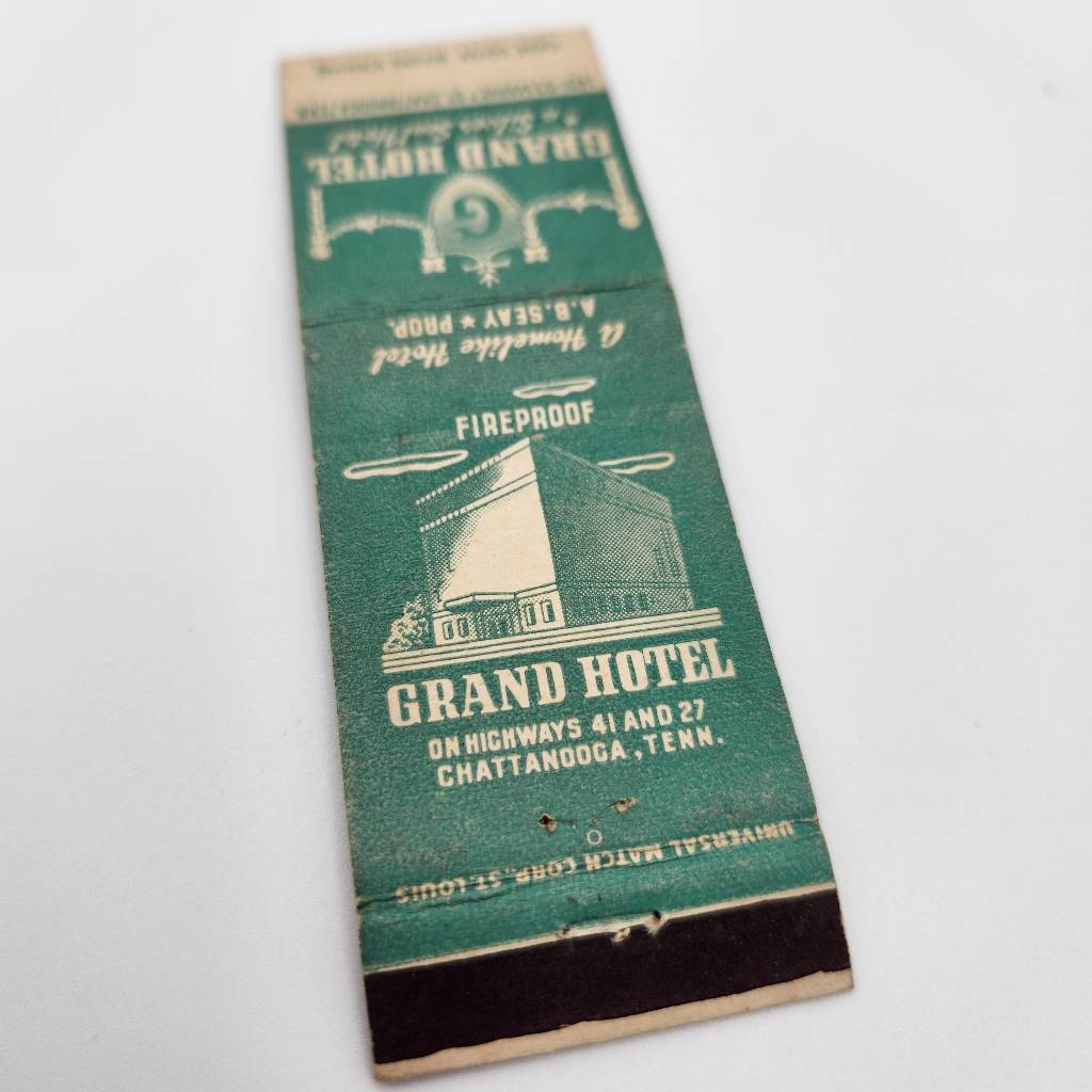 Vintage Matchbook Grand Hotel Chattanooga Tennessee 