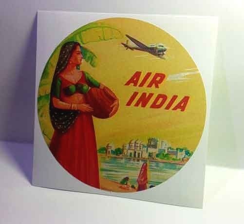 Air India Vintage Style Travel Decal / Vinyl Sticker, Luggage Label