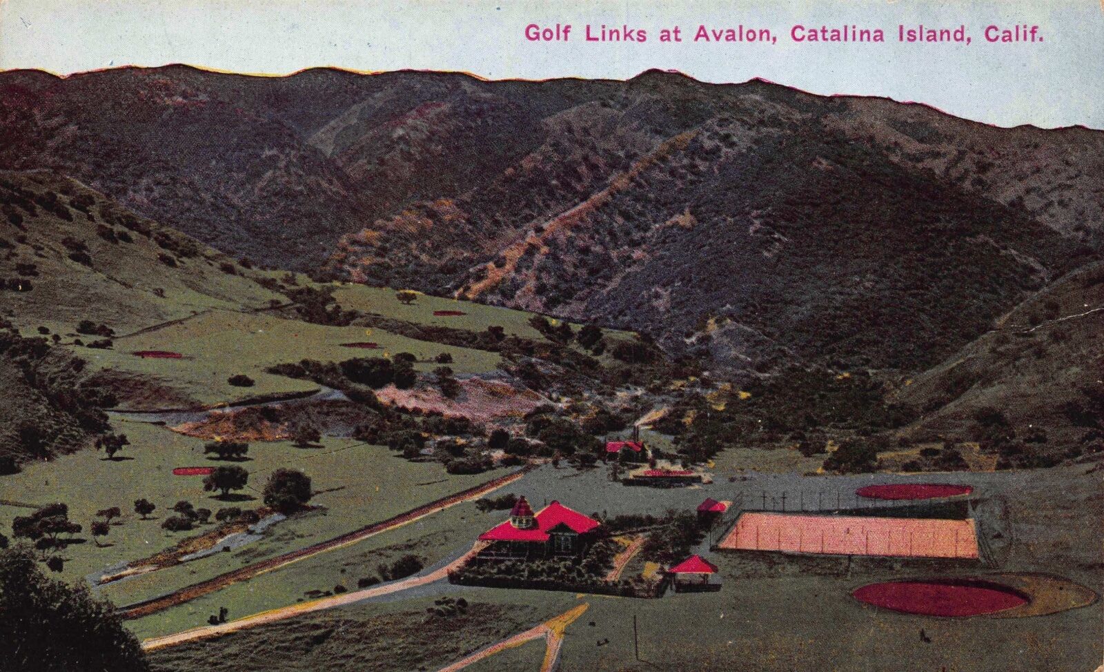 Two Postcards Overview Golf Links at Avalon, Catalina Island, California~113590