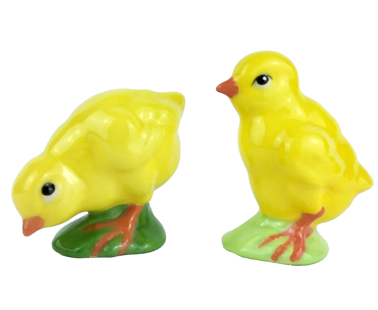 Baby Chickens Ceramic Figurine Bright Yellow  Lot 2 Easter Chicks Farm Animals