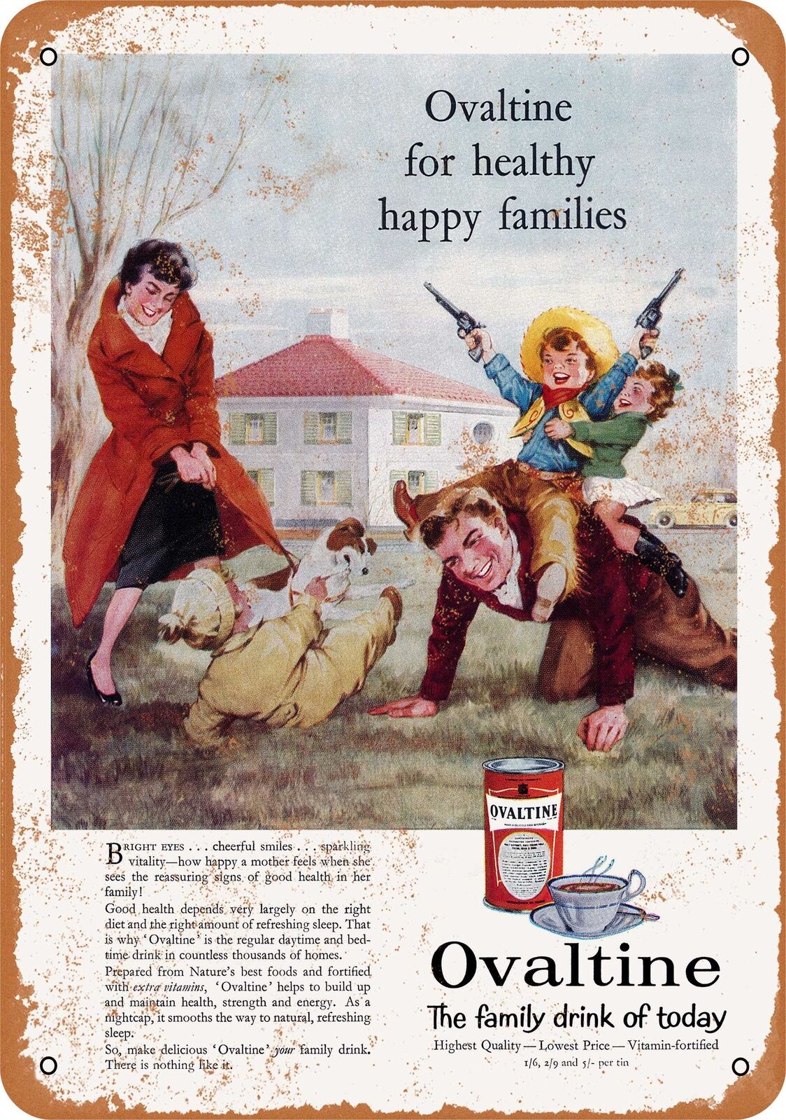Metal Sign - 1960 Ovaltine for Happy Families -- Vintage Look