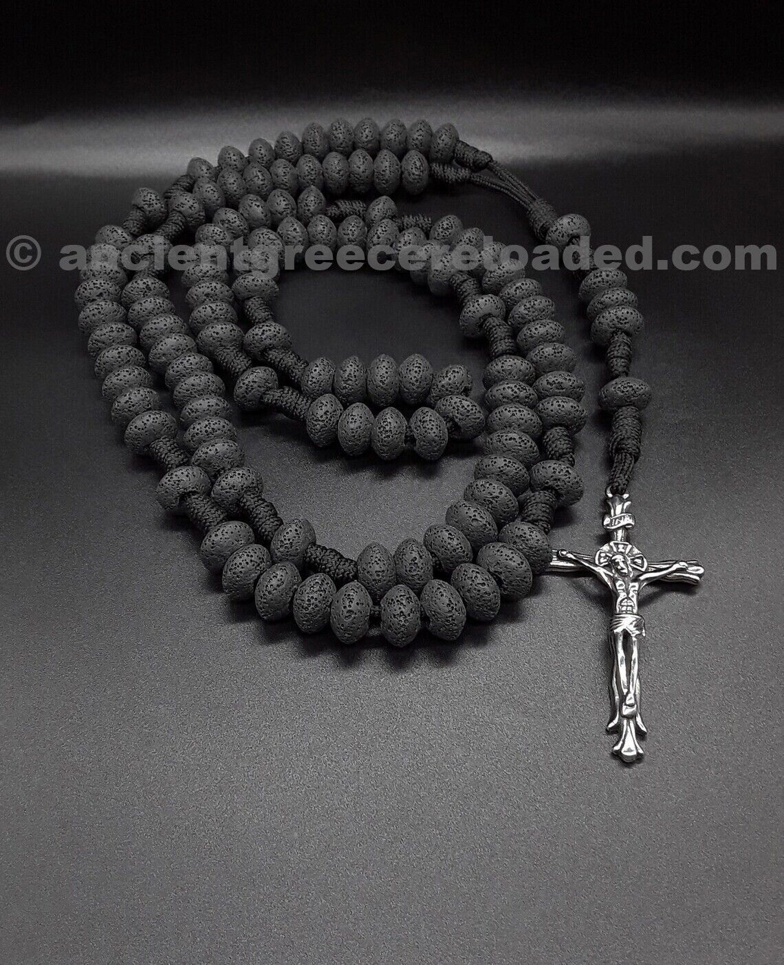 Through Darkness Military 550 Paracord 10 Decade Rosary, Volcanic Lava Stones.