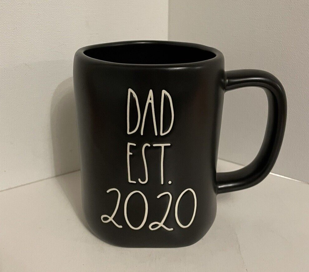 Rae Dunn DAD Est 2020 Mug Coffee Cup By Magenta Artisan Ceramic Black