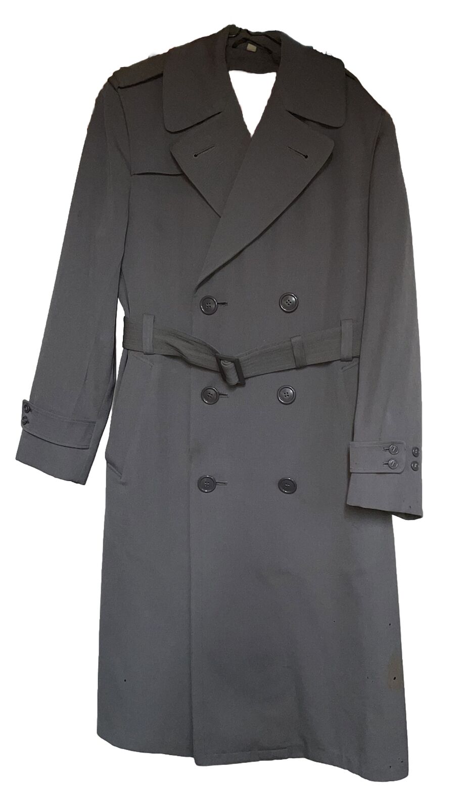 Regulation Army Wool Overcoat, WW2 Vintage Long Coat Jacket (Men Sz. 36R)