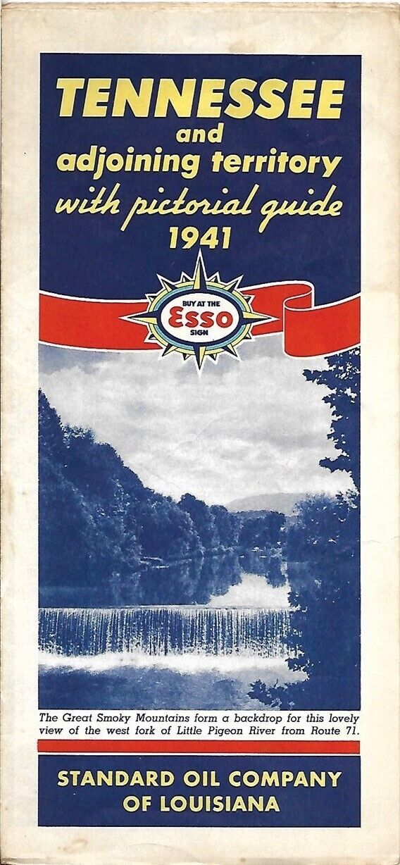 1941 ESSO STANDARD OIL Road Map TENNESSEE Nashville Memphis Smoky Mountains