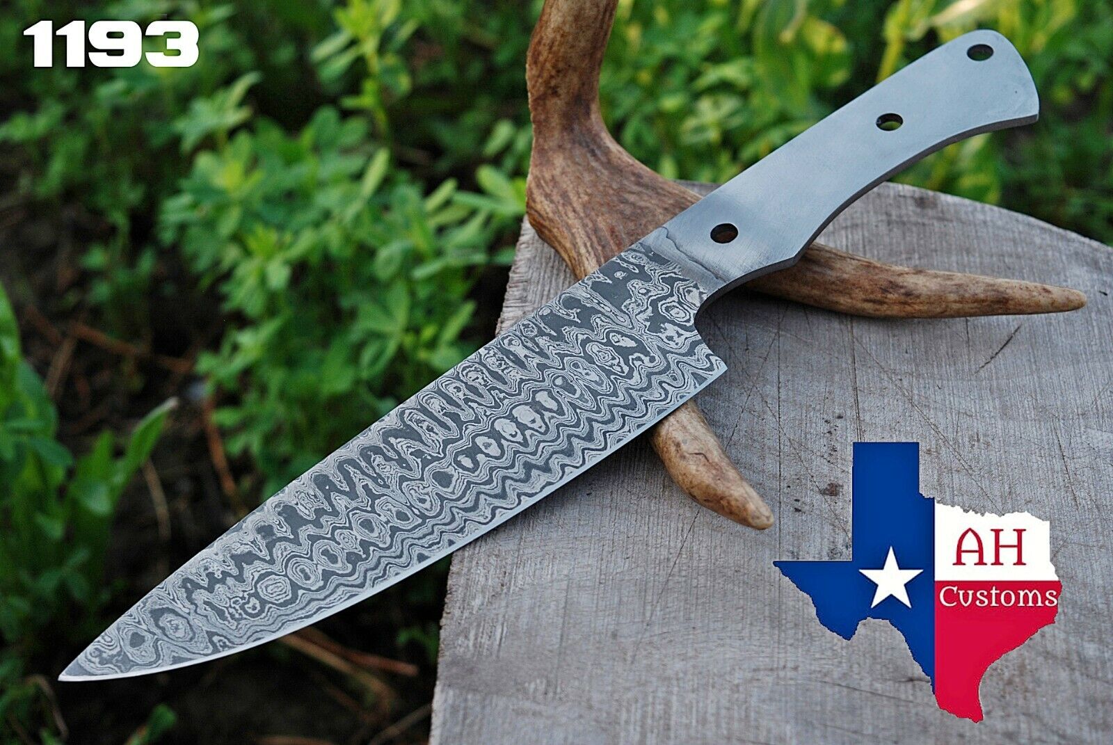 CUSTOM HAND FORGED BLANK BLADE DAMASCUS CHEF KNIFE MAKE YOUR OWN HANDLE AH -1193