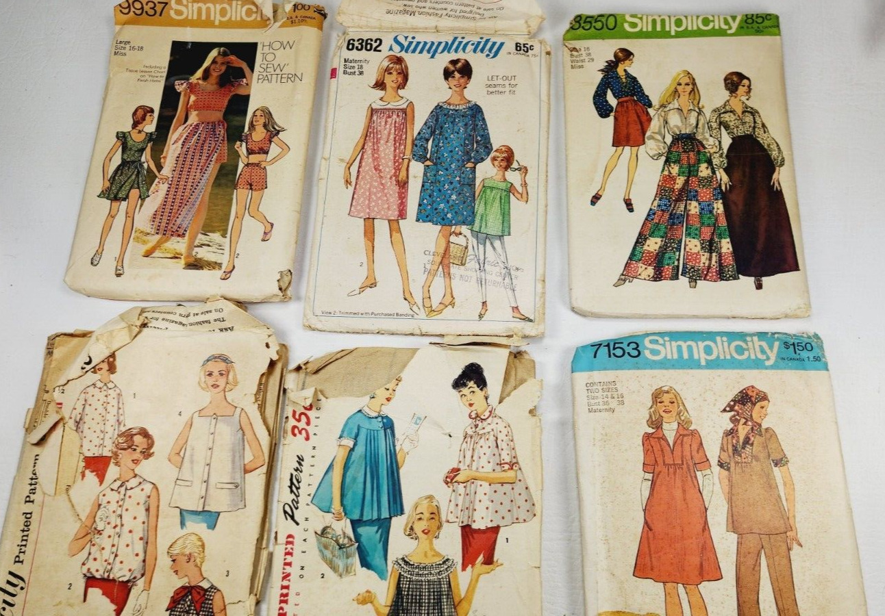 6 Vintage Early 70's Simplicity Patterns kids women dress skirt