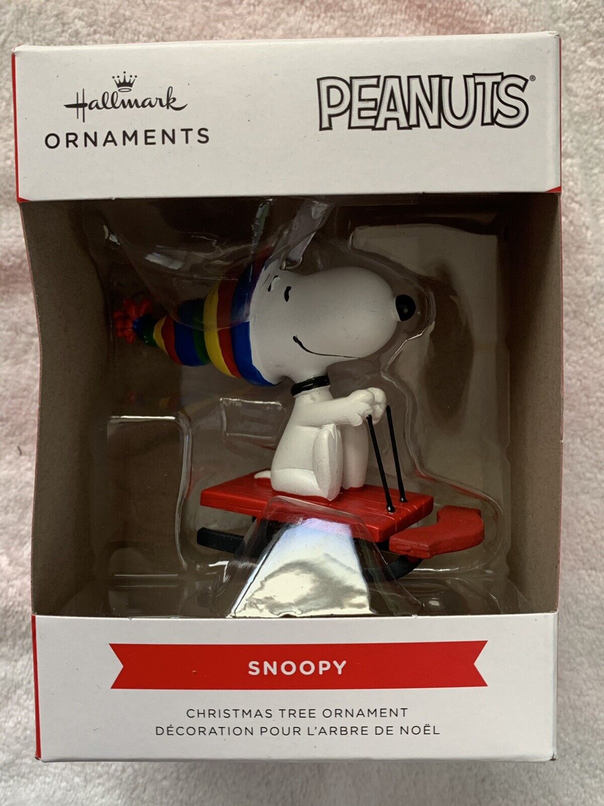 Hallmark 2021 Peanuts SNOOPY ON Red SLED 3in Christmas Tree Ornament New