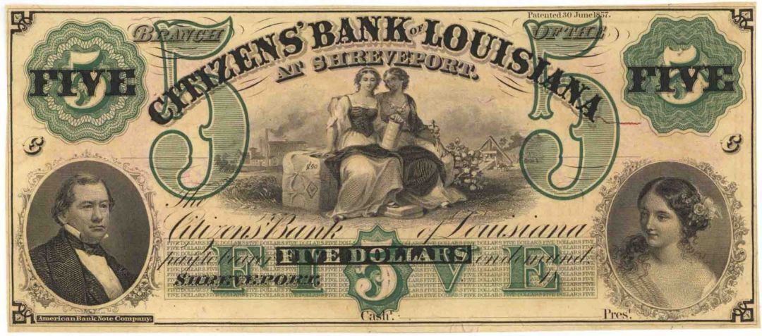 Citizens' Bank of Louisiana $5 - Obsolete Banknote - Paper Money - US - Obsolete