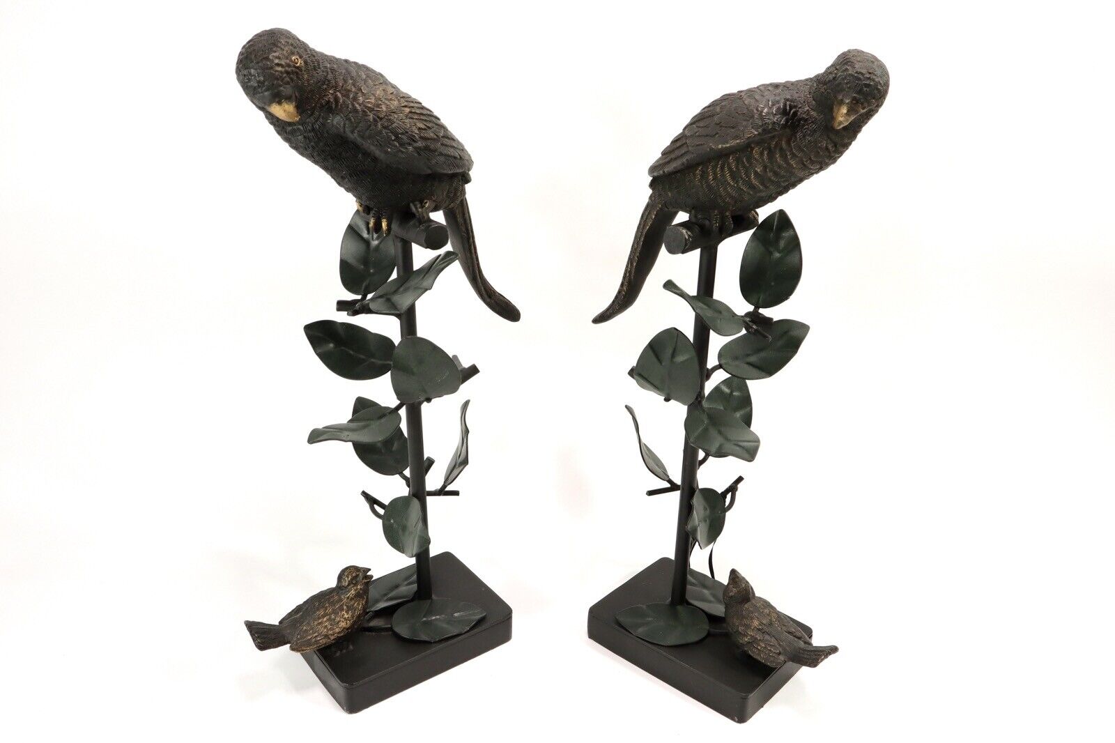 SF Bay Trading Co Pair of Parakeet Birds Tall Metal Art Sculptures San Francisco