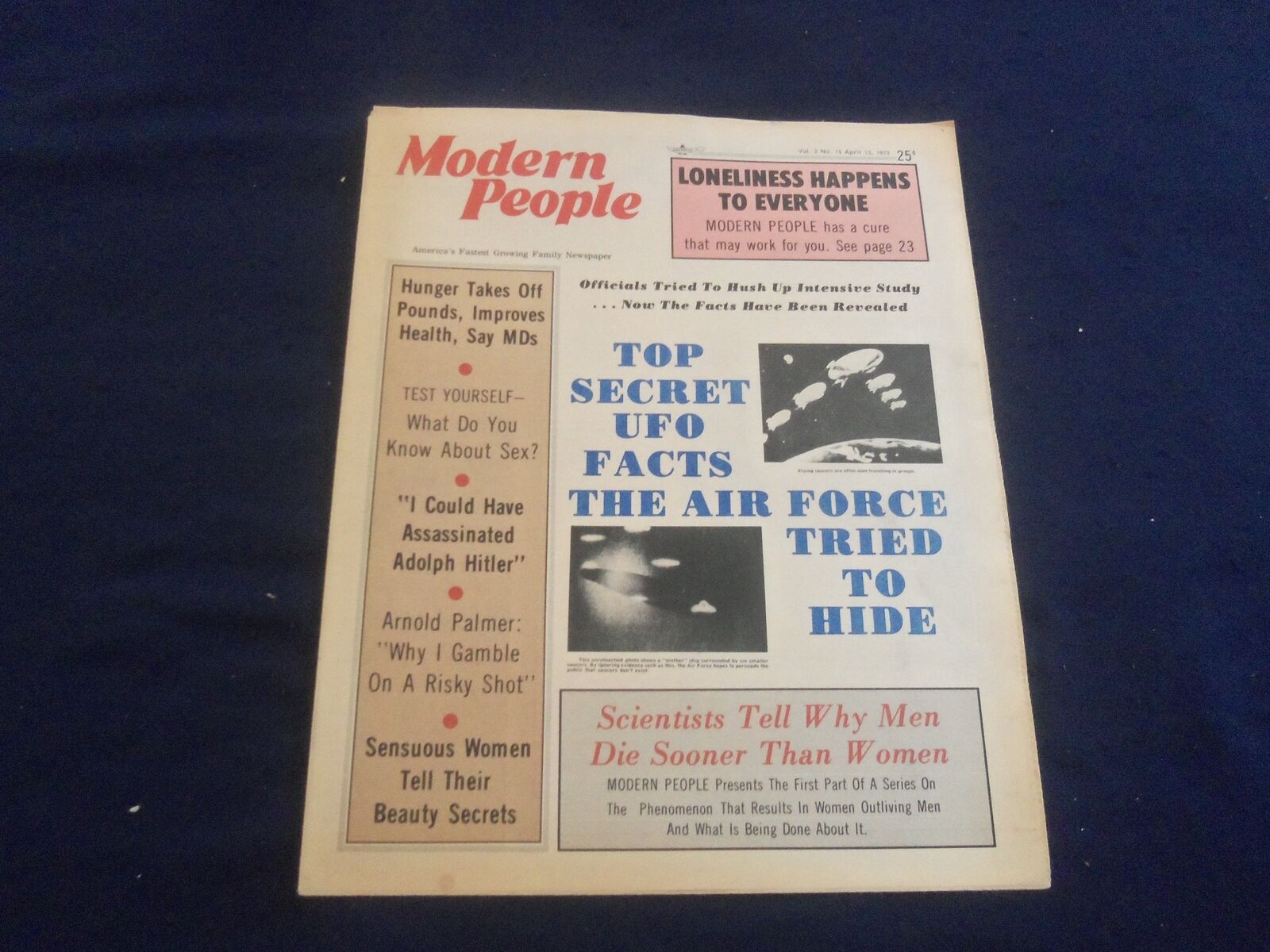 1973 APRIL 15 MODERN PEOPLE NEWSPAPER - TOP SECRET UFO FACTS - NP 5675