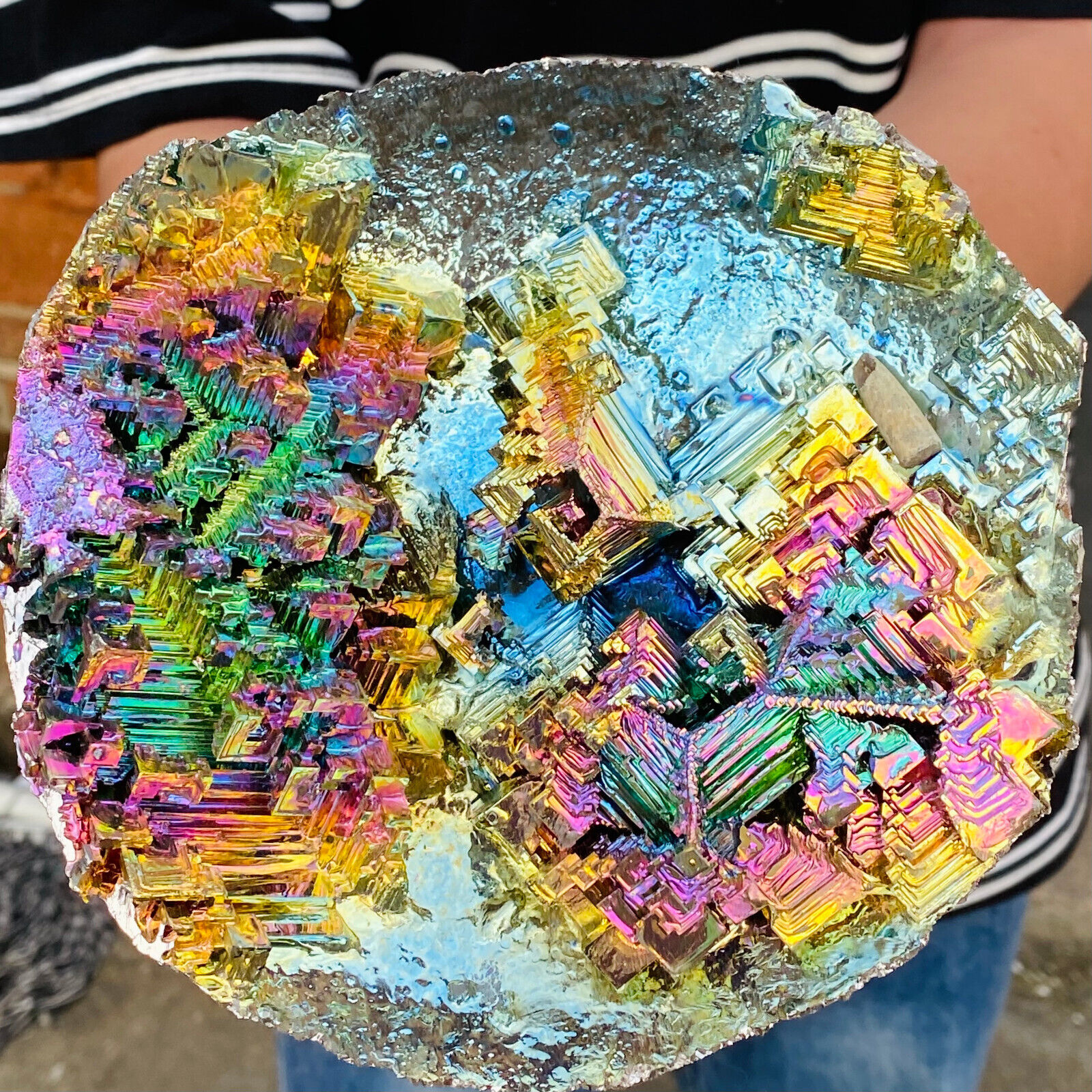 2.7LB Rainbow Bismuth ore Crystal titanium Metal Mineral Specimen point healing