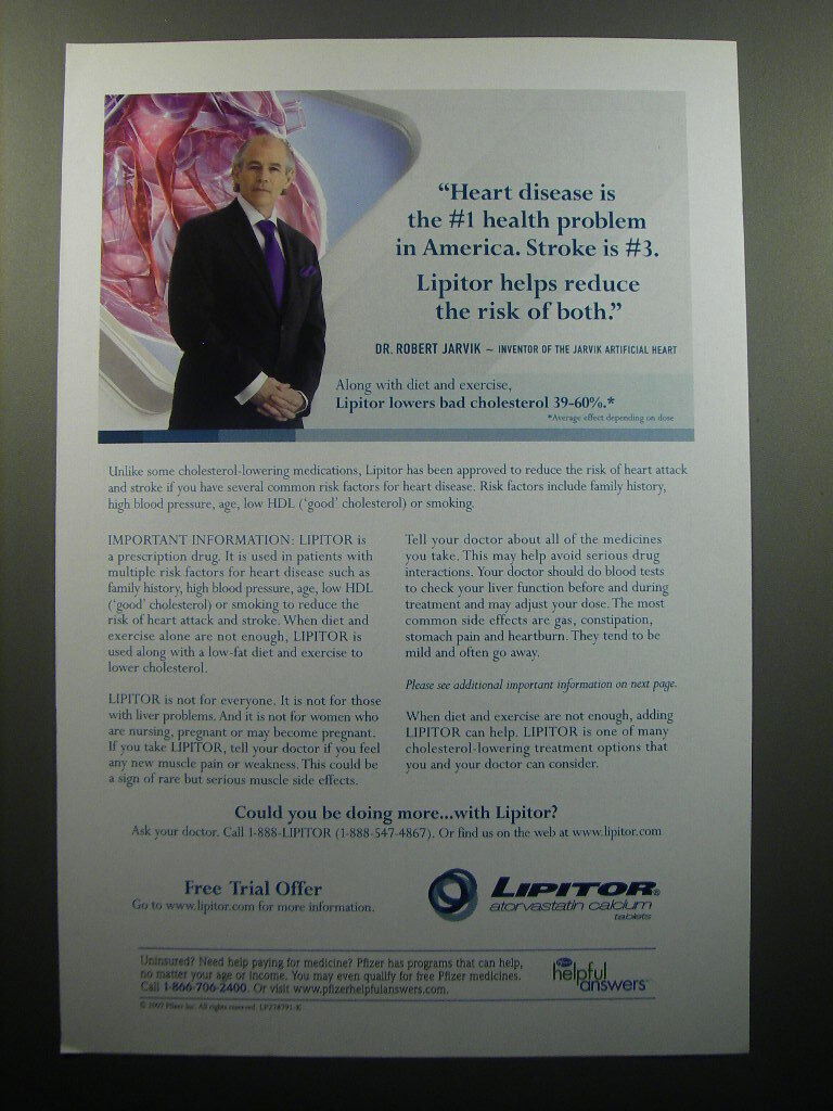 2007 Pfizer Lipitor Ad - Heart disease is the #1 Health Problem
