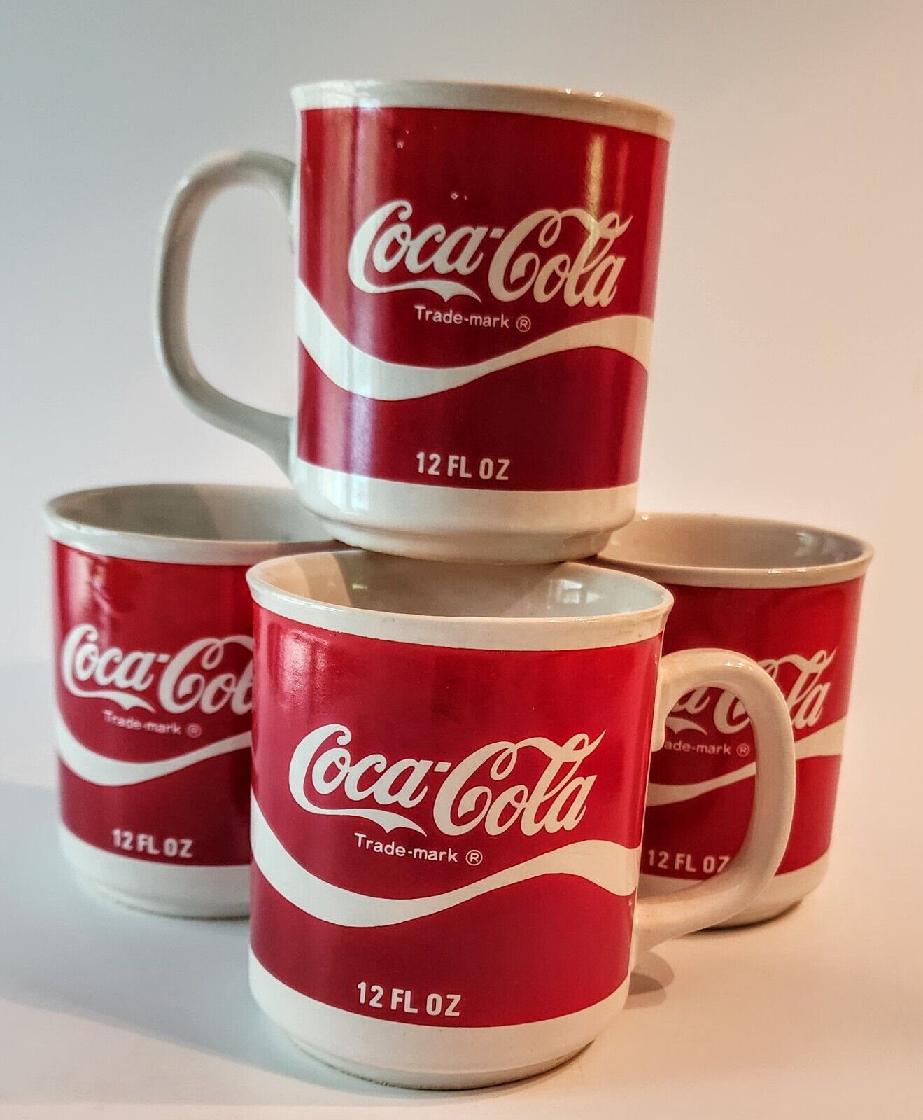 4 Vintage 60\'s Coca-Cola 12 oz Coffee Mugs New in Box