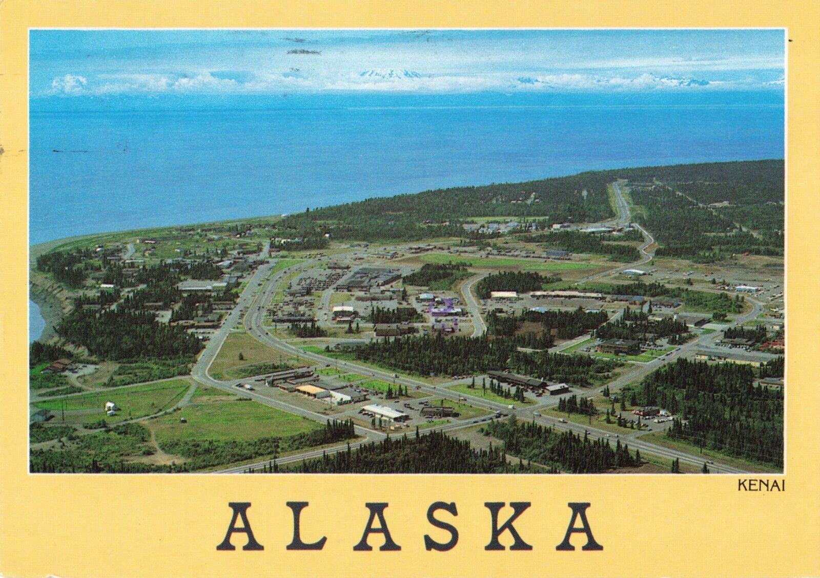 Kenai AK Alaska, Aerial View Cook Inlet, Vintage Postcard