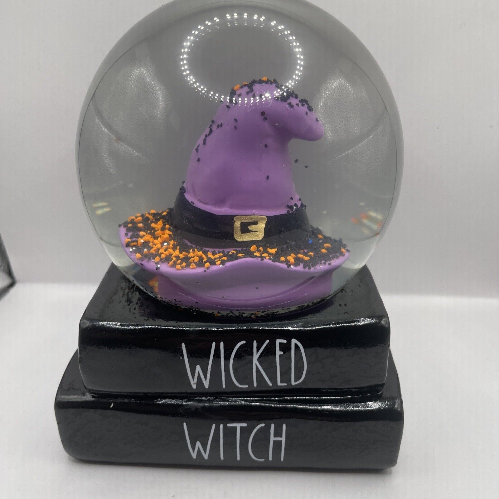 RAE DUNN Halloween WICKED WITCH SPOOKY Black HAT Snow Globe RARE