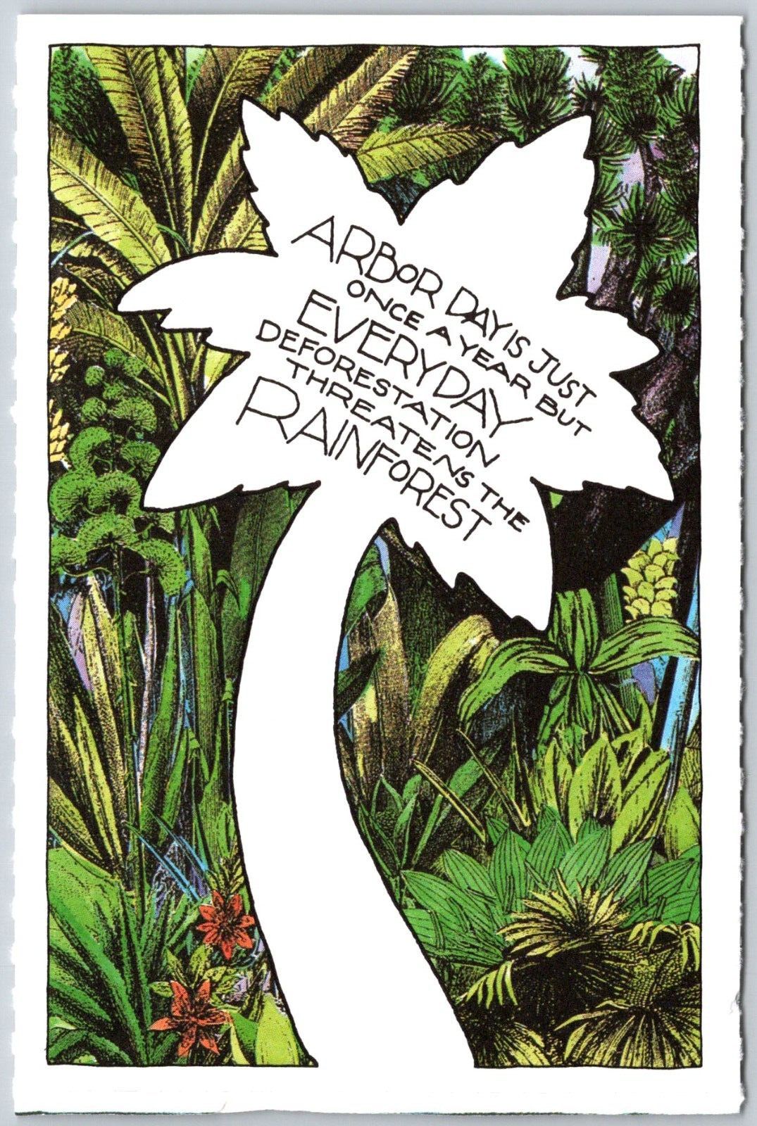 Postcard Ben & Jerry's Arbor Day Rainforest Deforestation Art 1991